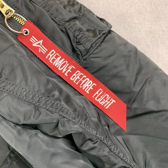 Alpha Industries Mens MA-1 Heritage Bomber Jacket Medium Slim Fit Black Full Zip - Picture 5 of 14